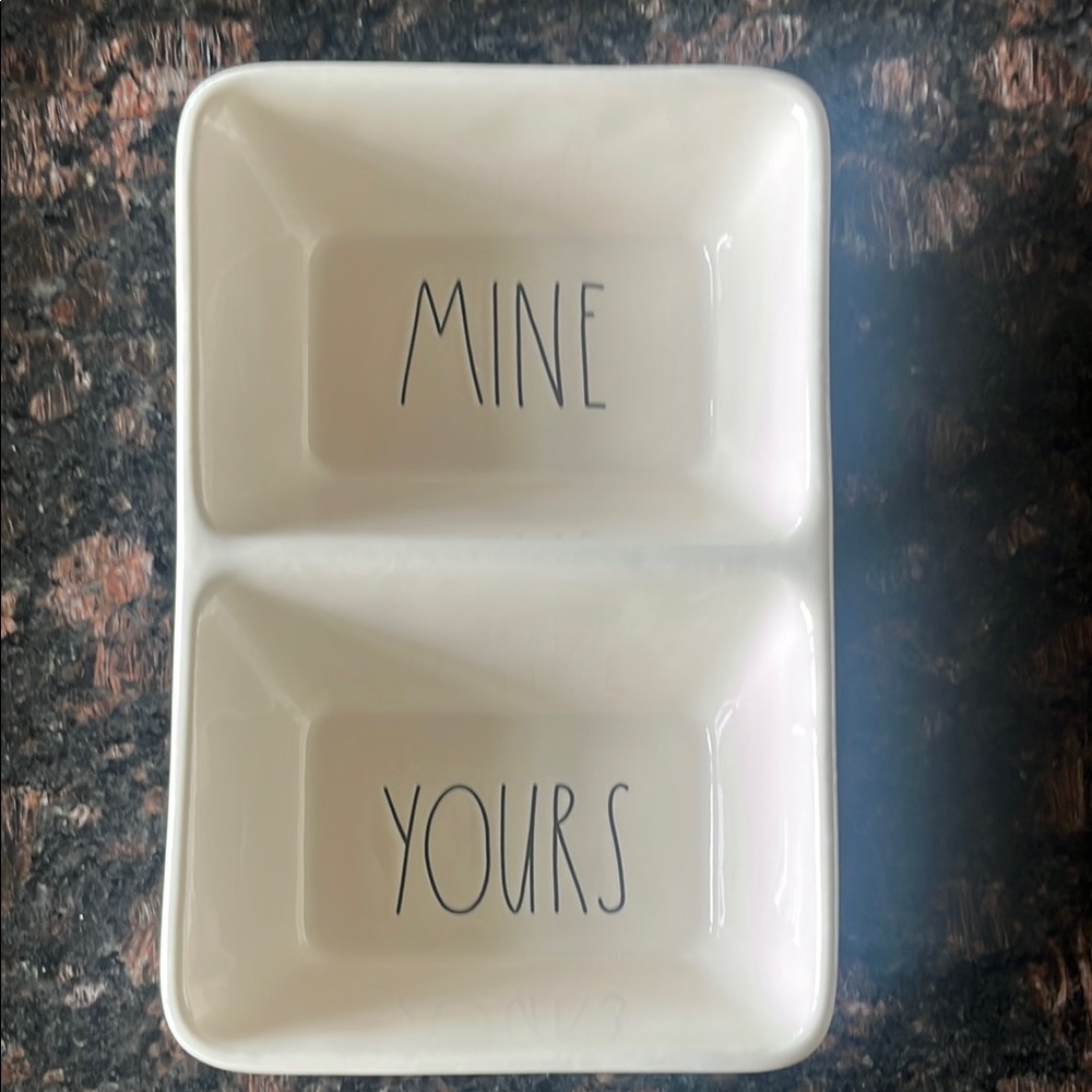 Rae Dunn White Ceramic Divided Dish